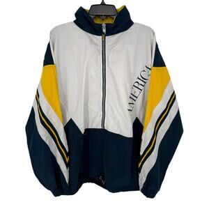 Vintage 1990s Perry Ellis America Logo Boating Windbreaker Jacket Men’s L Preppy